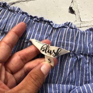 Blush Tops - Blush Blue & White Off The Shoulder Blouse Blush Tops - Blush Blue & White Off The Shoulder Blouse
